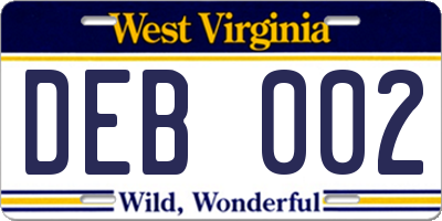 WV license plate DEB002