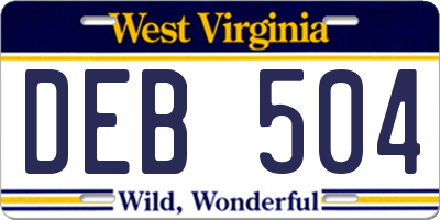 WV license plate DEB504