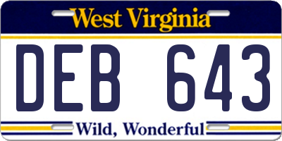 WV license plate DEB643