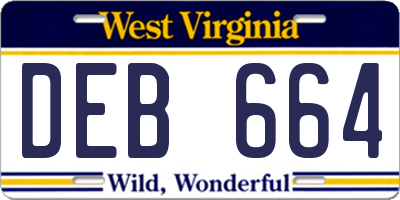 WV license plate DEB664
