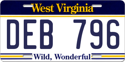 WV license plate DEB796