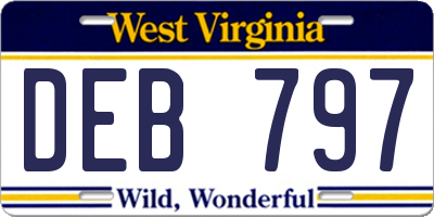 WV license plate DEB797