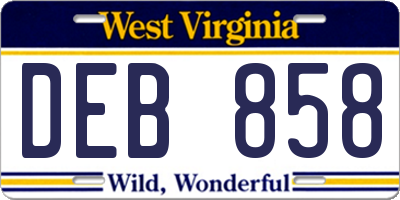 WV license plate DEB858