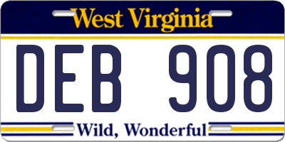 WV license plate DEB908