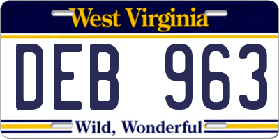WV license plate DEB963
