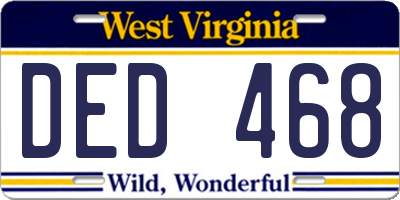 WV license plate DED468