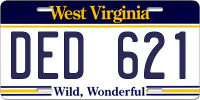 WV license plate DED621