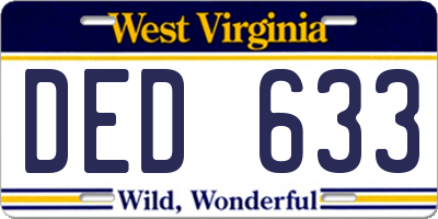 WV license plate DED633
