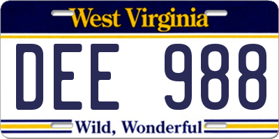 WV license plate DEE988