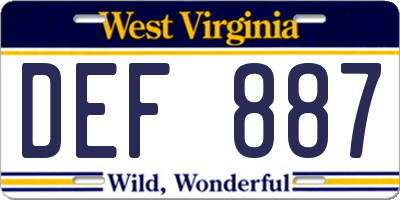 WV license plate DEF887
