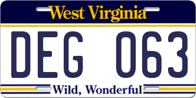 WV license plate DEG063