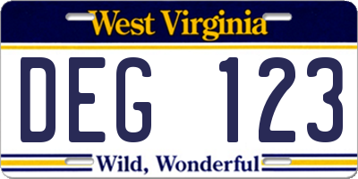 WV license plate DEG123