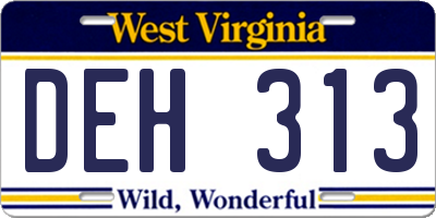 WV license plate DEH313