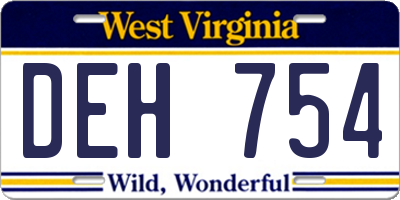 WV license plate DEH754