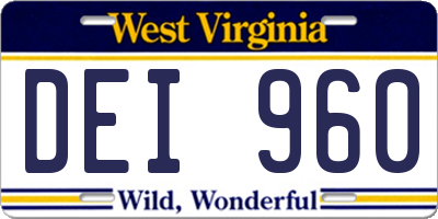 WV license plate DEI960