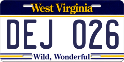 WV license plate DEJ026