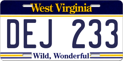 WV license plate DEJ233