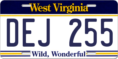 WV license plate DEJ255