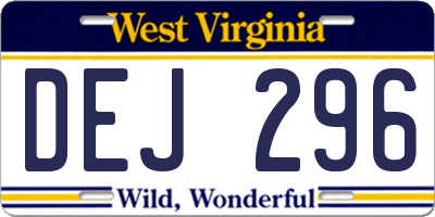 WV license plate DEJ296