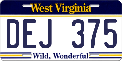 WV license plate DEJ375