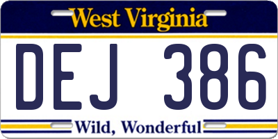 WV license plate DEJ386