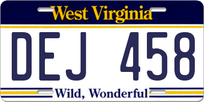 WV license plate DEJ458