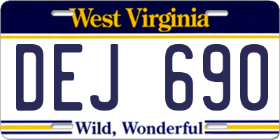 WV license plate DEJ690