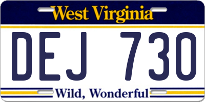 WV license plate DEJ730