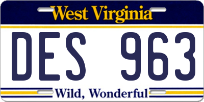 WV license plate DES963