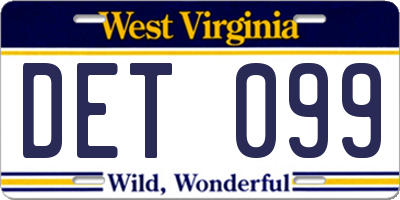WV license plate DET099