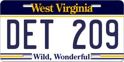 WV license plate DET209