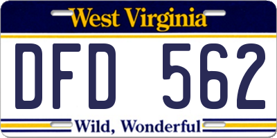 WV license plate DFD562