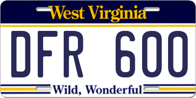WV license plate DFR600