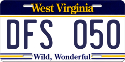WV license plate DFS050