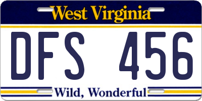WV license plate DFS456