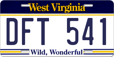WV license plate DFT541