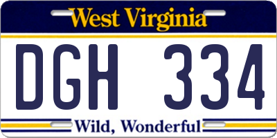 WV license plate DGH334