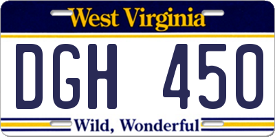 WV license plate DGH450
