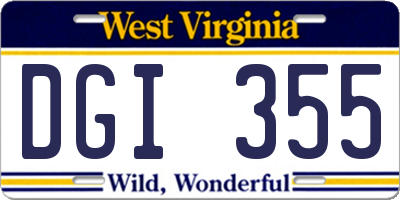 WV license plate DGI355