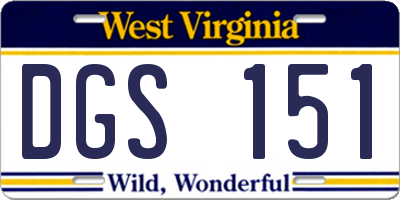 WV license plate DGS151