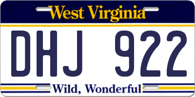 WV license plate DHJ922