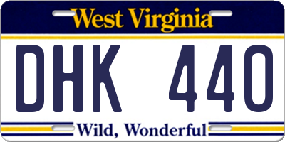 WV license plate DHK440