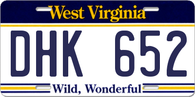 WV license plate DHK652