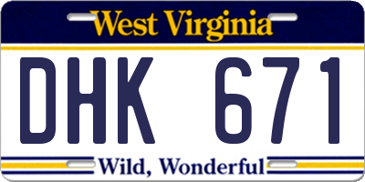 WV license plate DHK671