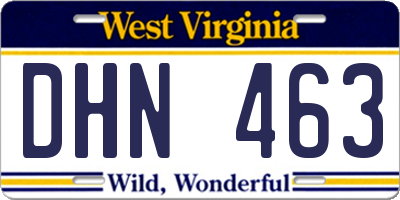 WV license plate DHN463