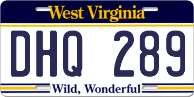 WV license plate DHQ289