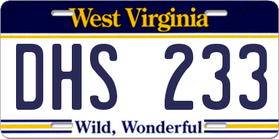 WV license plate DHS233
