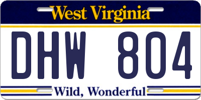 WV license plate DHW804