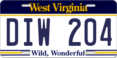 WV license plate DIW204