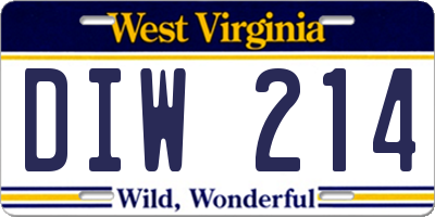 WV license plate DIW214